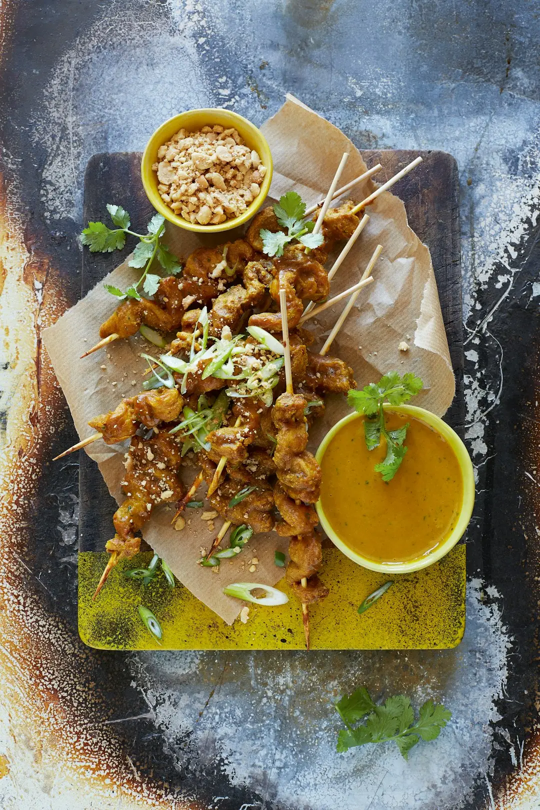 Grilled satay skewers with peanut sauce