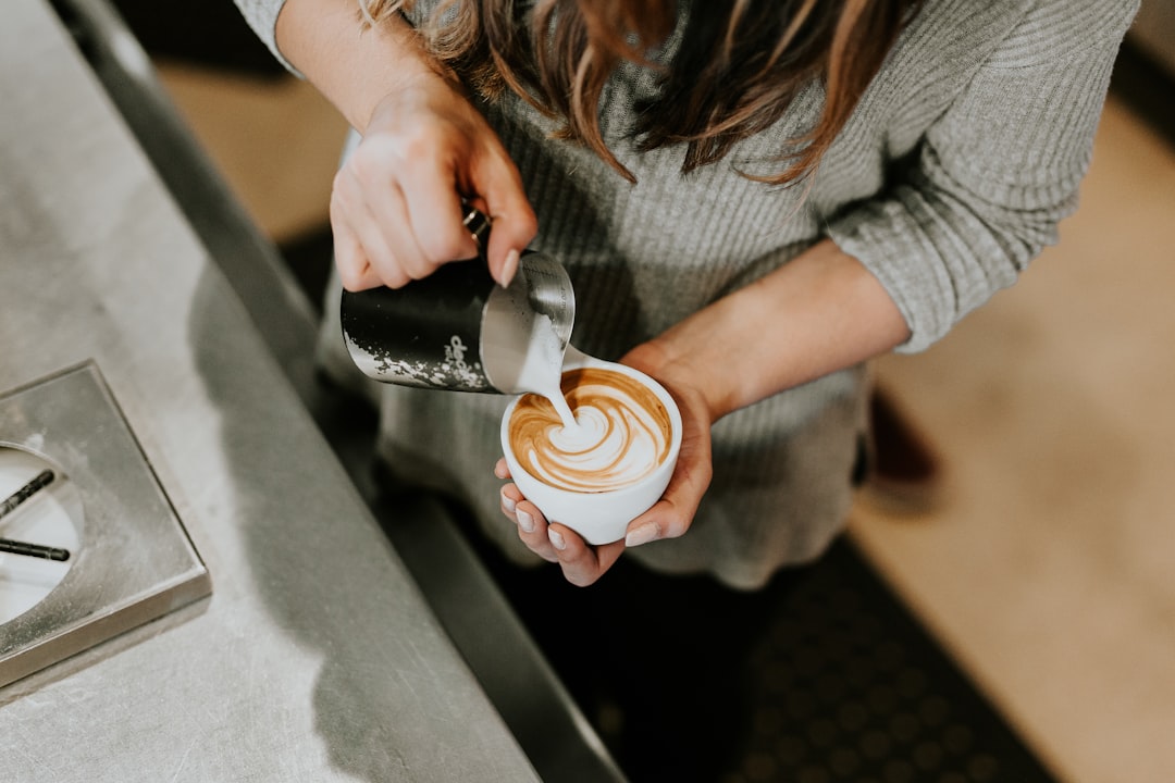 Cozy cafe with coffee and latte art